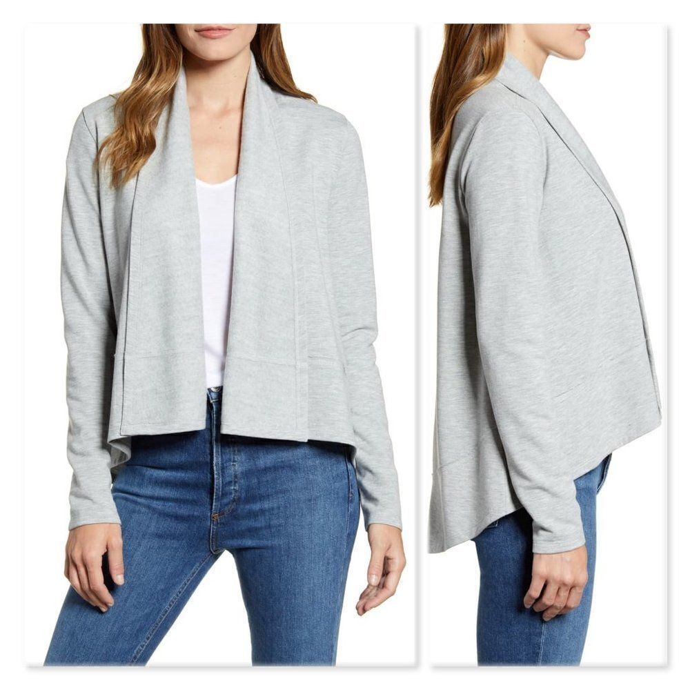Caslon Open Front Knit Jacket sz Small in Gray
